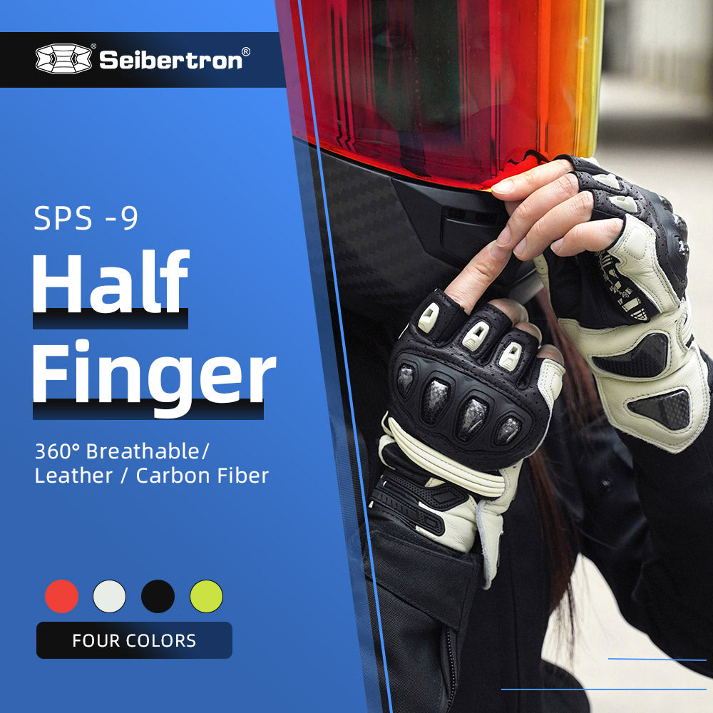 Seibertron Summer Youth Motorcycle Carbon Fiber Anti-Slip Soft Breathable Half-Finger Riding Gloves SPS-9