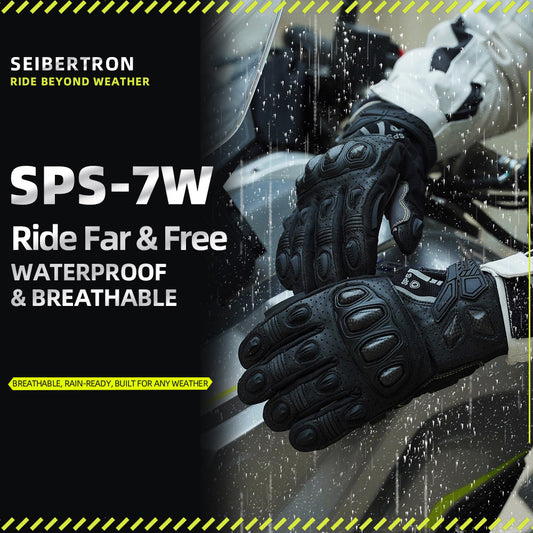 Seibertron SPS-7W Waterproof Leather Carbon Fiber Touchscreen Motorcycle Riding Gloves