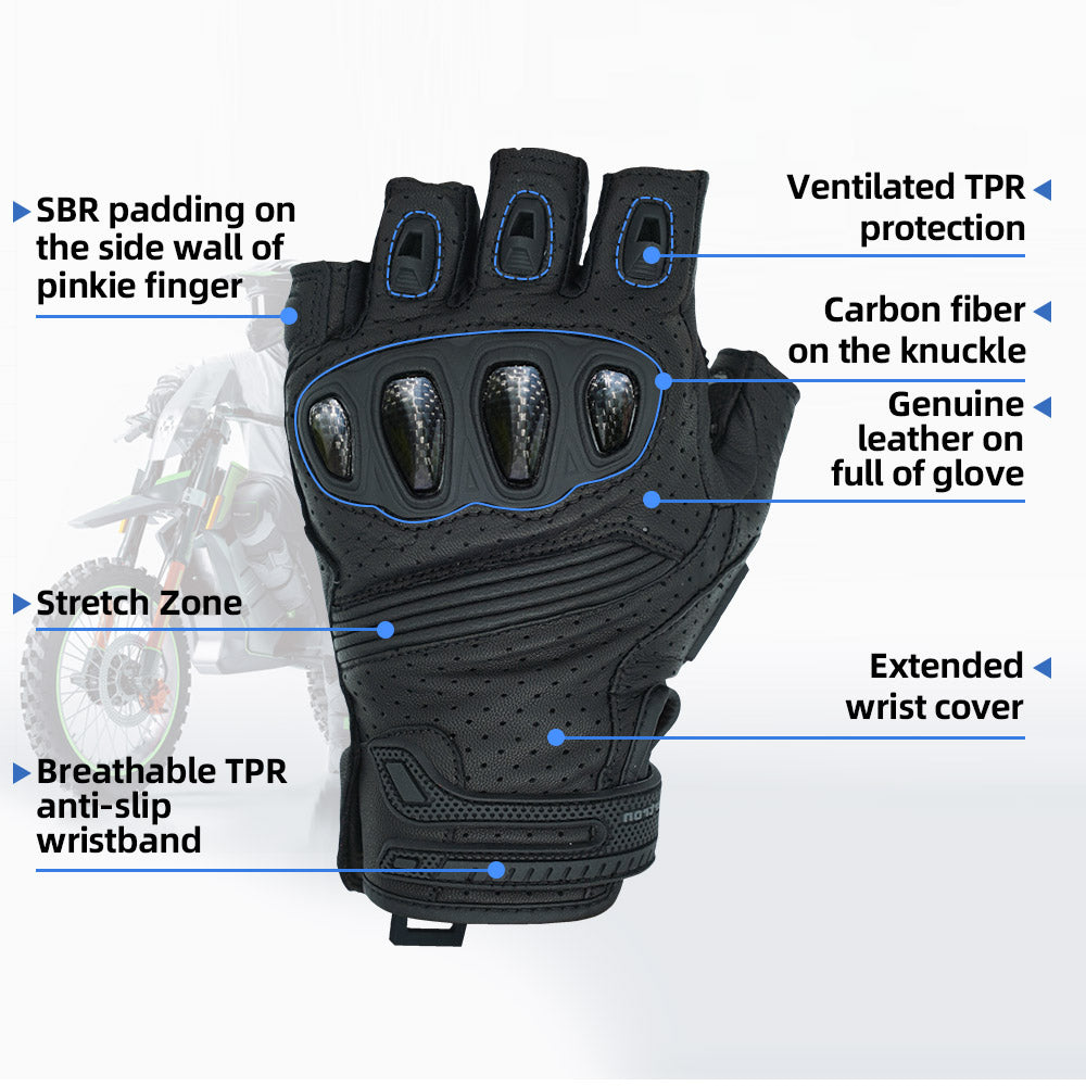 Seibertron Summer Adult Motorcycle Carbon Fiber Anti-Slip Soft Breathable Half-Finger Riding Gloves SPS-9