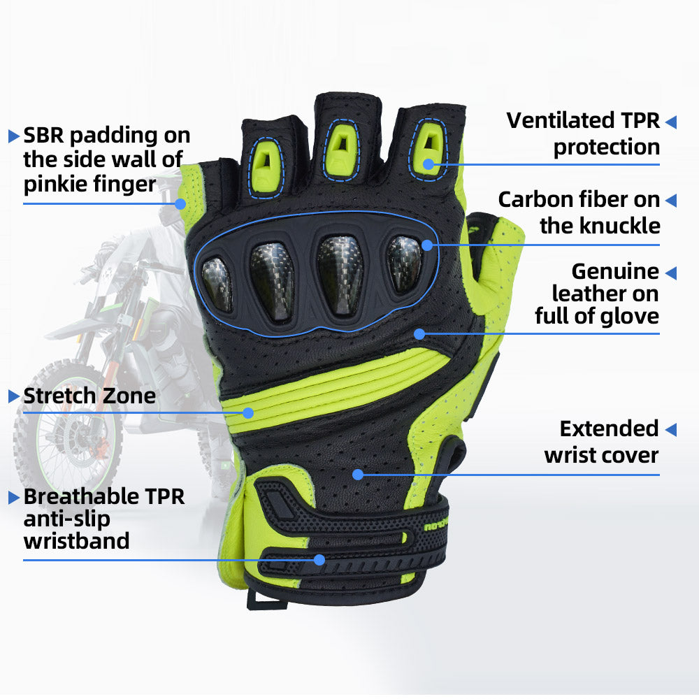 Seibertron Summer Youth Motorcycle Carbon Fiber Anti-Slip Soft Breathable Half-Finger Riding Gloves SPS-9