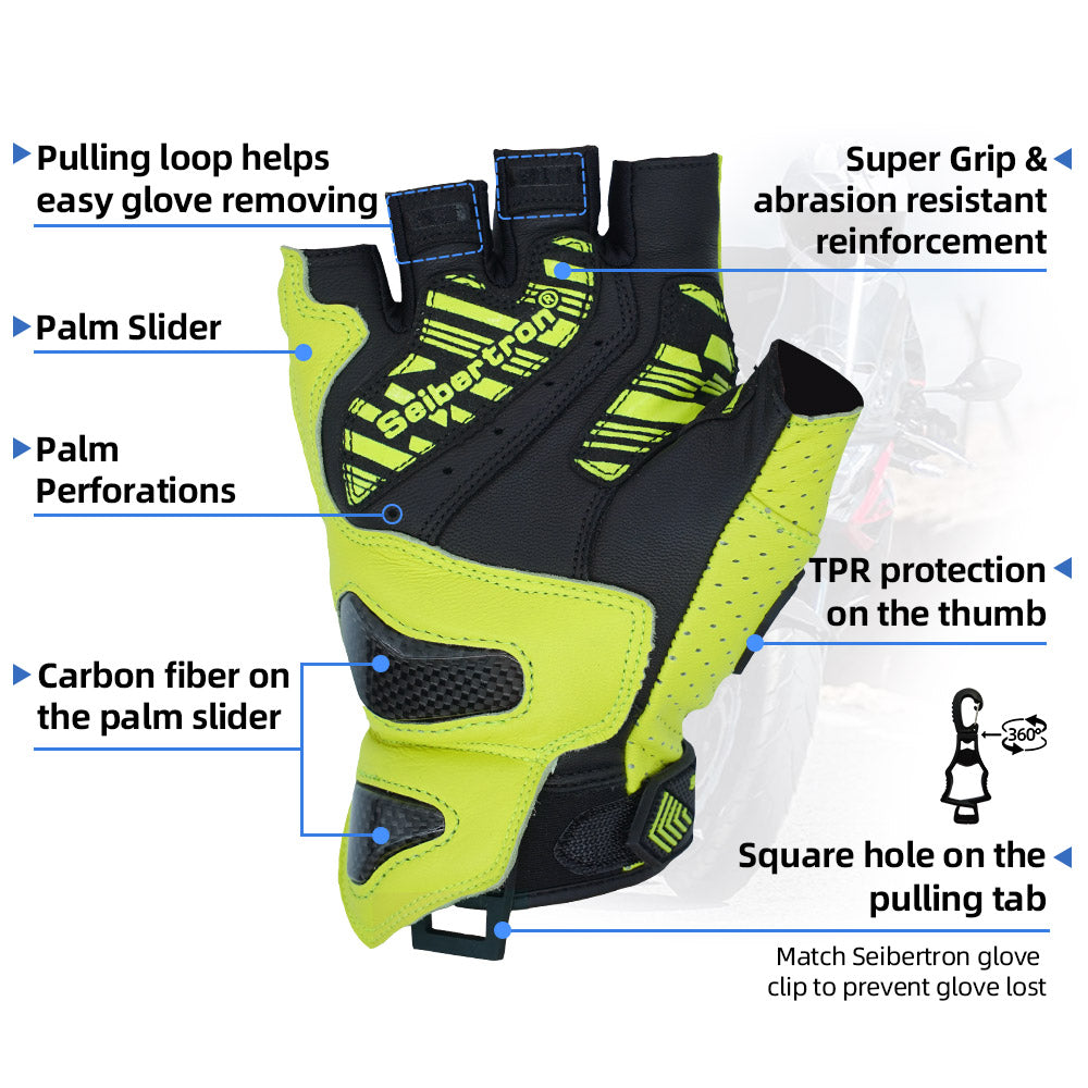 Seibertron Summer Adult Motorcycle Carbon Fiber Anti-Slip Soft Breathable Half-Finger Riding Gloves SPS-9