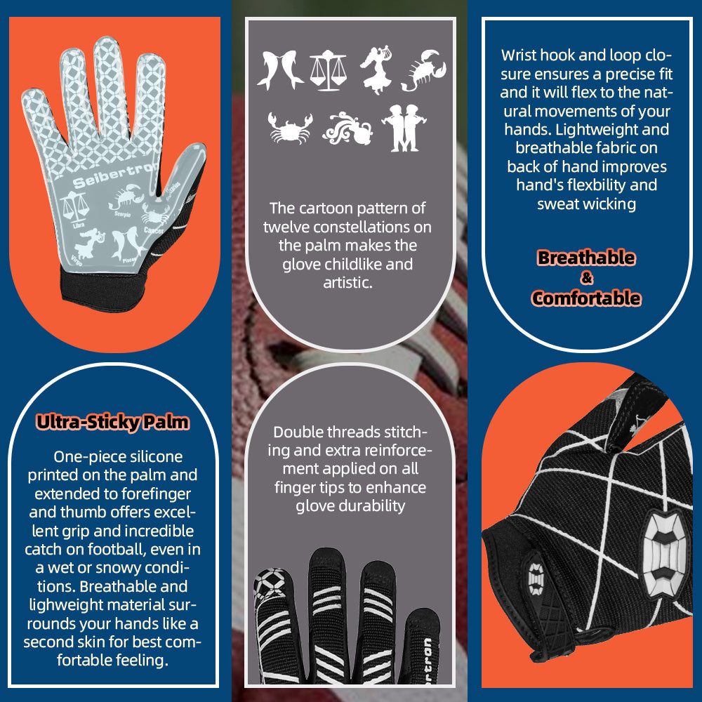 Seibertron Pro 3.0 Elite Ultra-Stick Sports Receiver Glove Football Gloves Cornerback Gloves