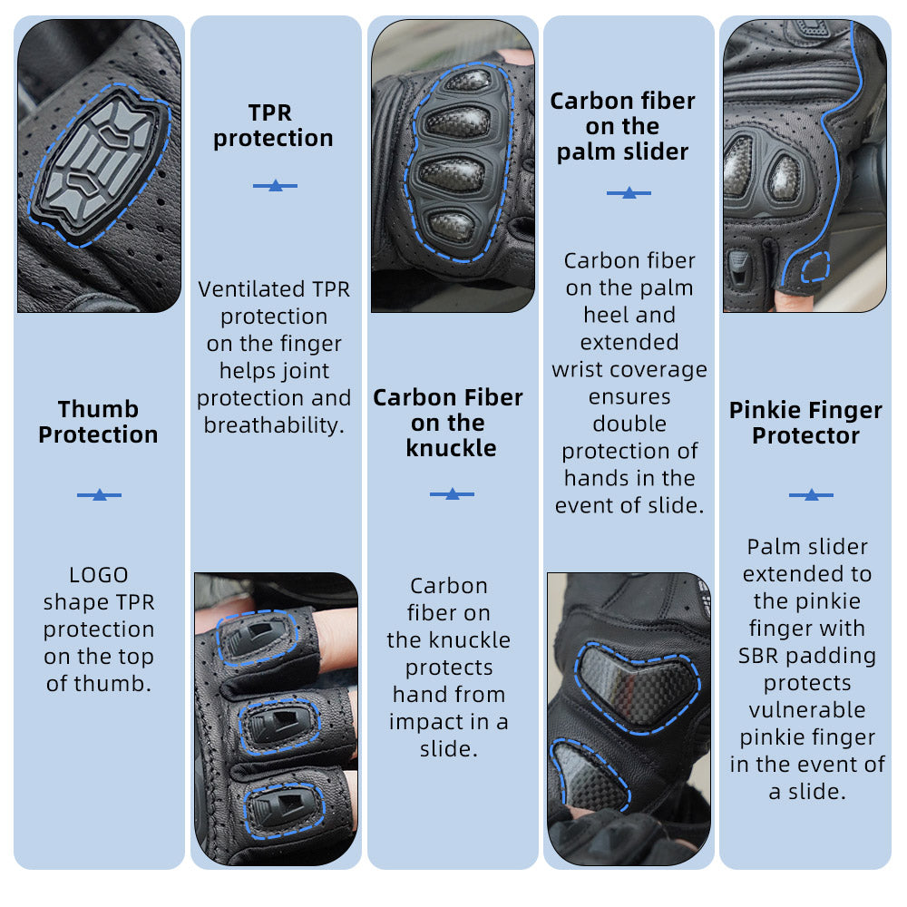 Seibertron Summer Youth Motorcycle Carbon Fiber Anti-Slip Soft Breathable Half-Finger Riding Gloves SPS-9