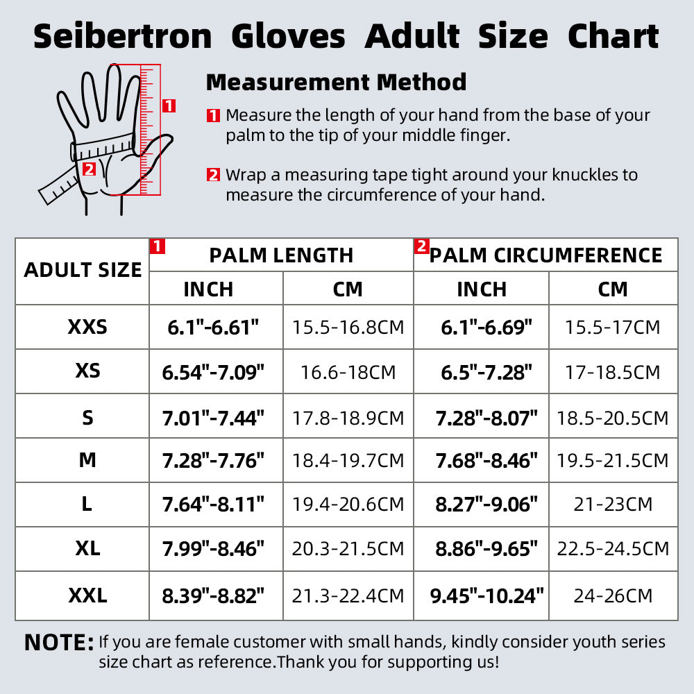 football glove sizes