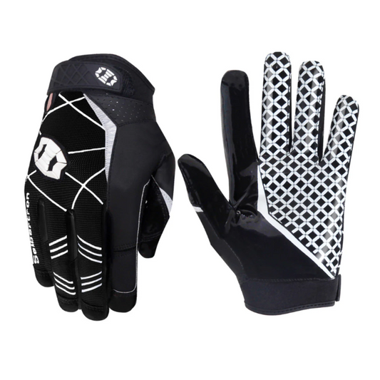 Football gloves designed for wide receiver positions