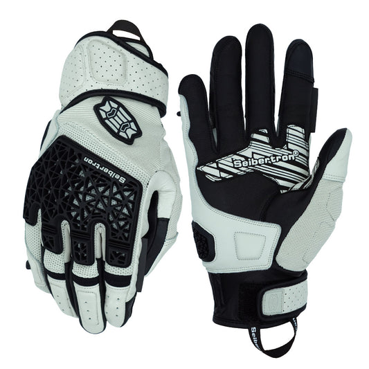 Seibertron SPS-10 Adult Motorcycle Riding Gloves – Breathable, Durable, Anti-Slip, Touchscreen Leather Gloves for Spring, Summer, and Fall - Seibertron