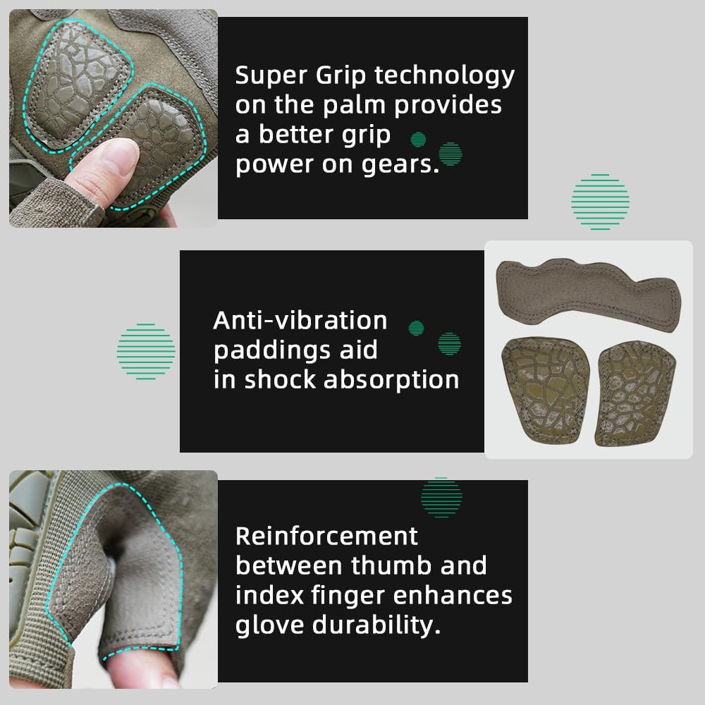 Combat-ready tactical gloves with flexible rubber knuckles