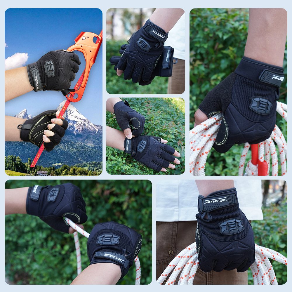color:all | Seibertron 3/4 Finger Climbing Sailing Gloves three-quarter finger padded palm climbing rope gloves image 05