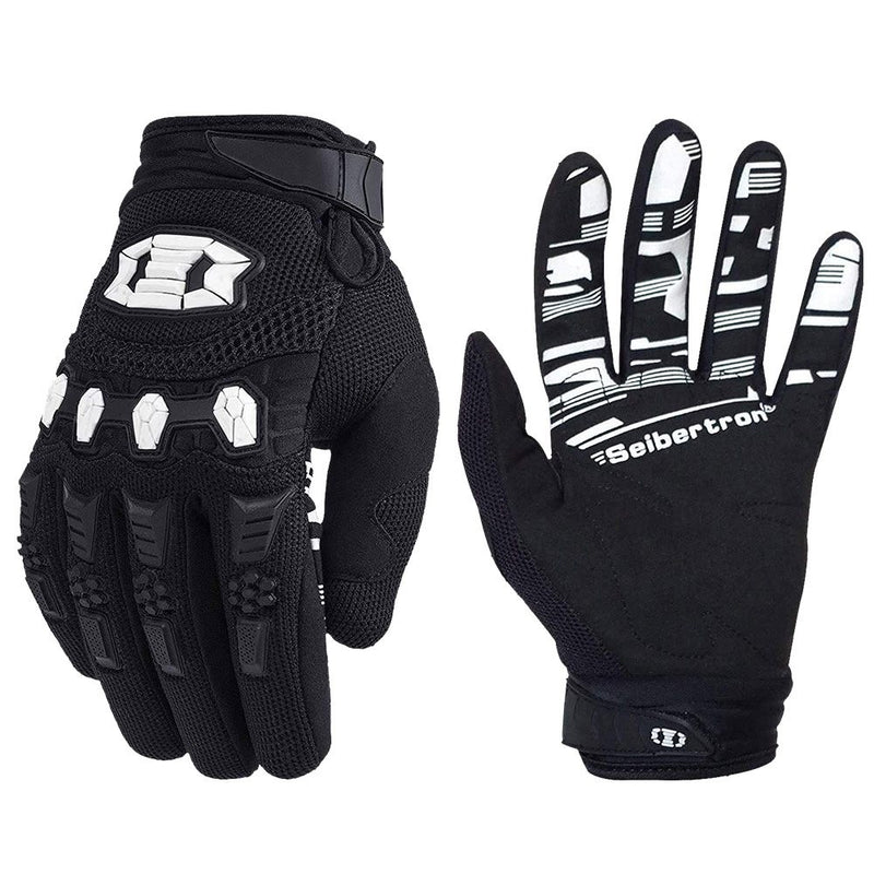 color:Black | Seibertron Dirtpaw full finger motocross and off-road riding gloves image 01