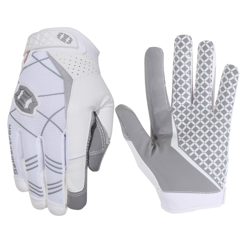 color:Adult White | Seibertron adult football receiver gloves white background main image