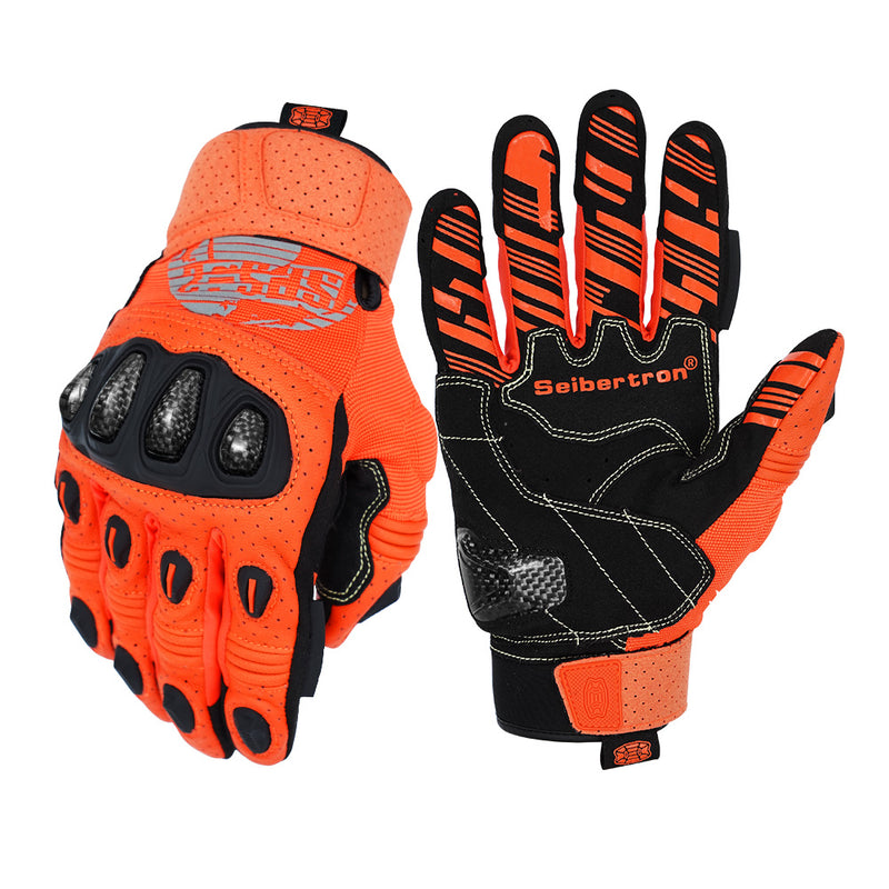 color:Orange | batch:sps2plus-complete-20260716 | role:white-background-main | Seibertron SPS-2 Plus motorcycle gloves orange white background main
