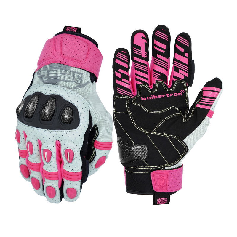 color:Pink | batch:sps2plus-complete-20260716 | role:white-background-main | Seibertron SPS-2 Plus motorcycle gloves pink white background main