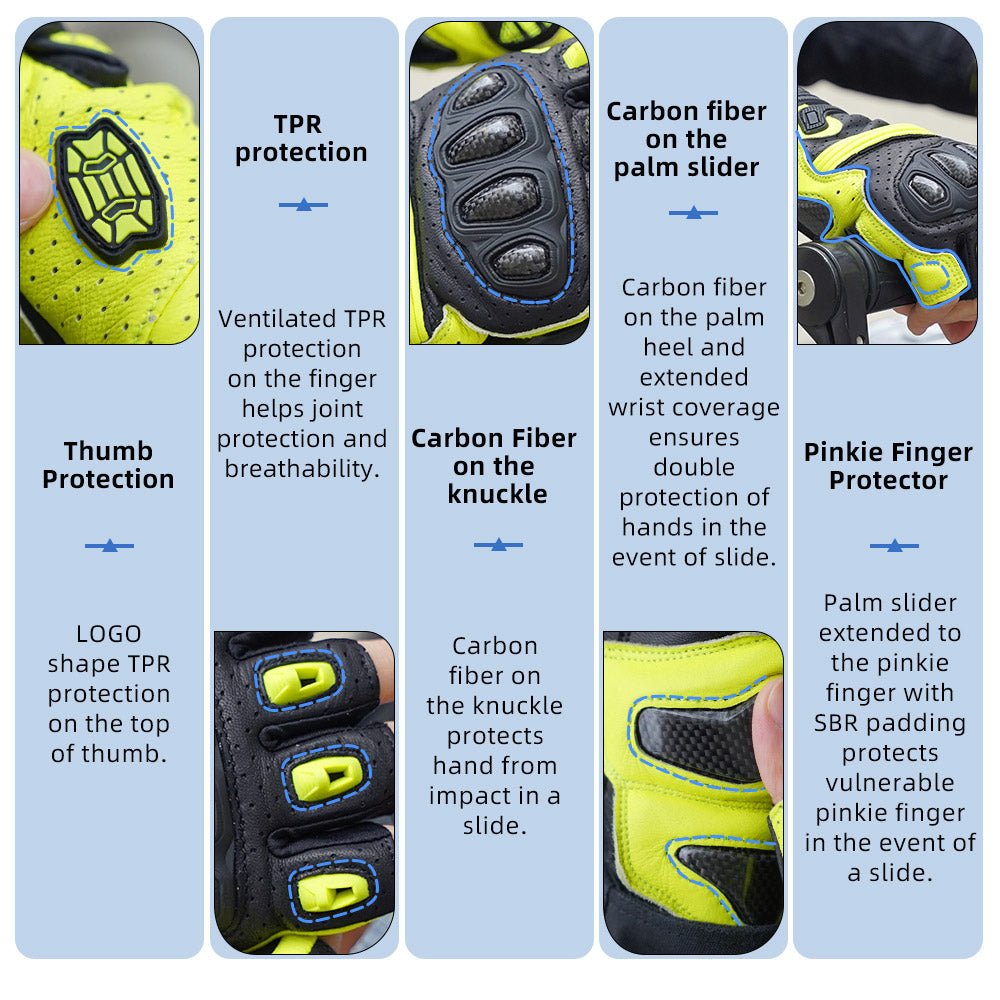 Seibertron Summer Youth Motorcycle Carbon Fiber Anti - Slip Soft Breathable Half - Finger Riding Gloves SPS - 9 - Seibertron