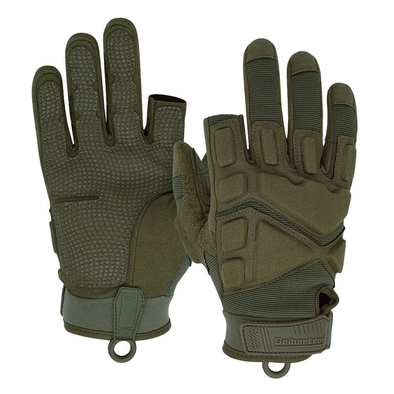 color:Army Green | Seibertron S.O.L.A.G-HI 2.0 half index finger tactical gloves image 10