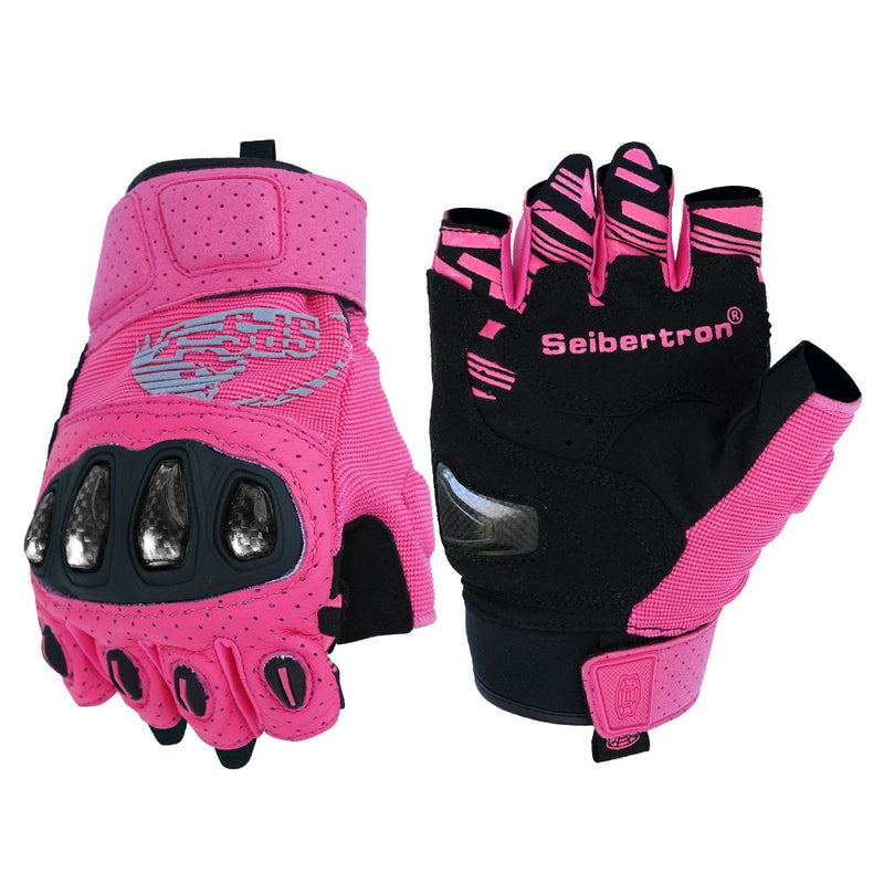 color:Pink | Seibertron SPS-5 half finger motorcycle gloves image 15