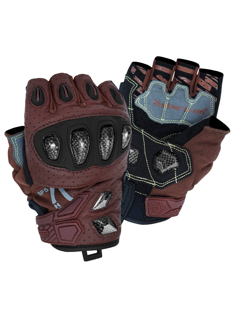 Seibertron SPS-7H Halbfinger-Motorradhandschuhe in Braun