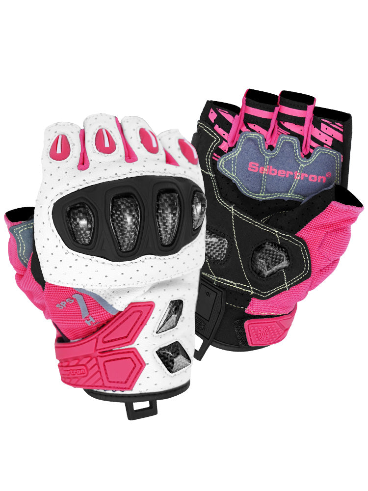 Seibertron SPS-7H half-finger motorcycle gloves in Pink
