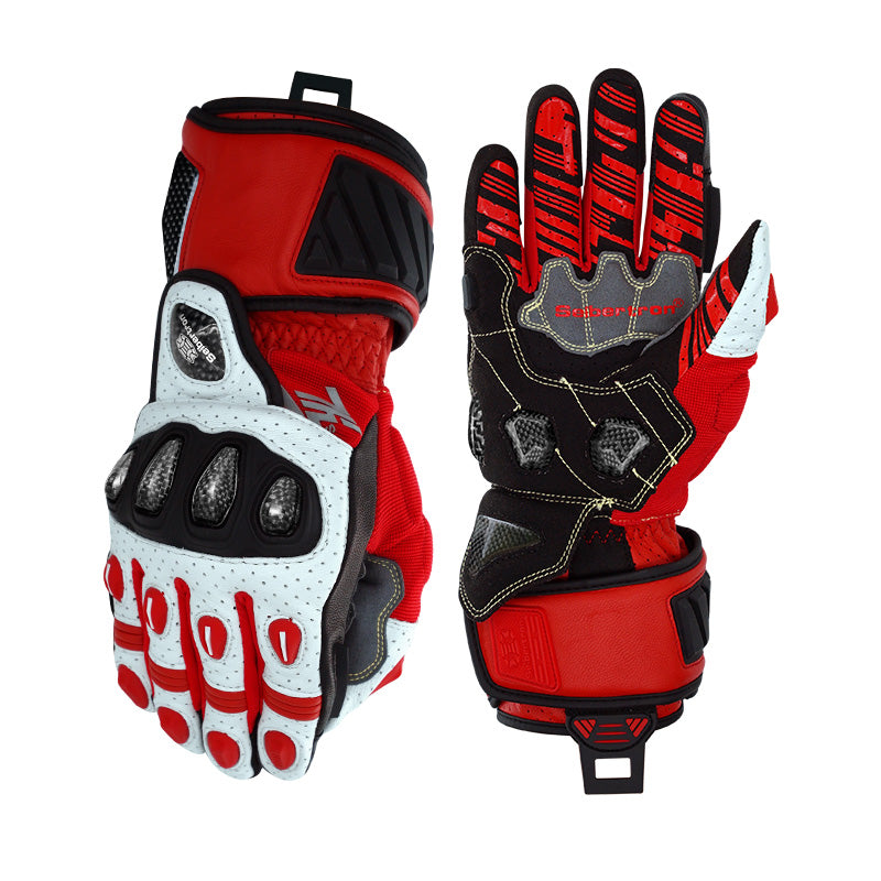 Seibertron SPS-7L long-cuff motorcycle racing gloves in Red