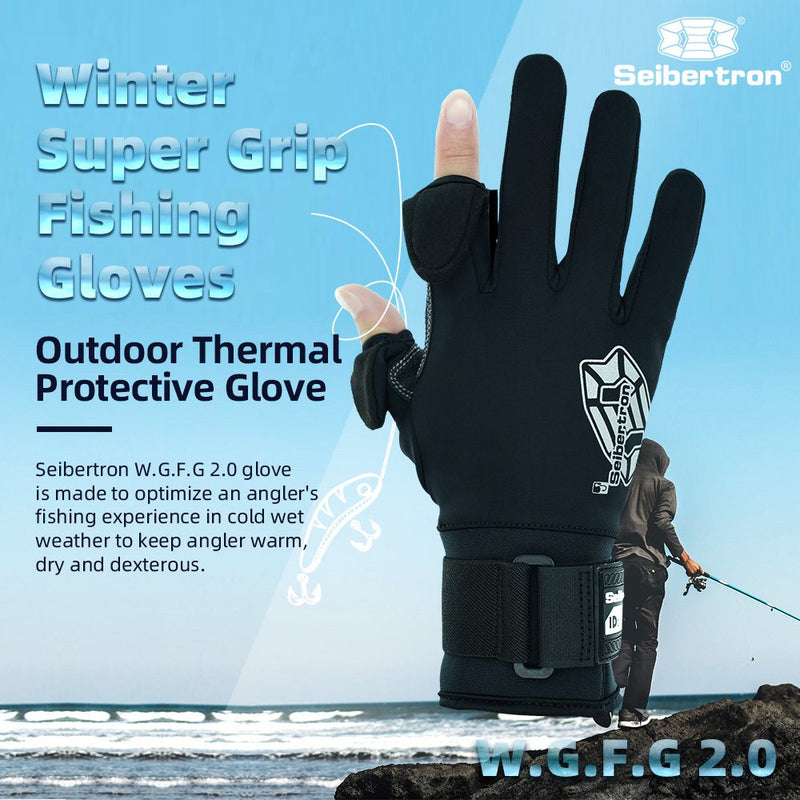 color:all | Seibertron W.G.F.G 2.0 Winter Fishing Gloves water-resistant winter fishing gloves with magnetic finger flap image 01