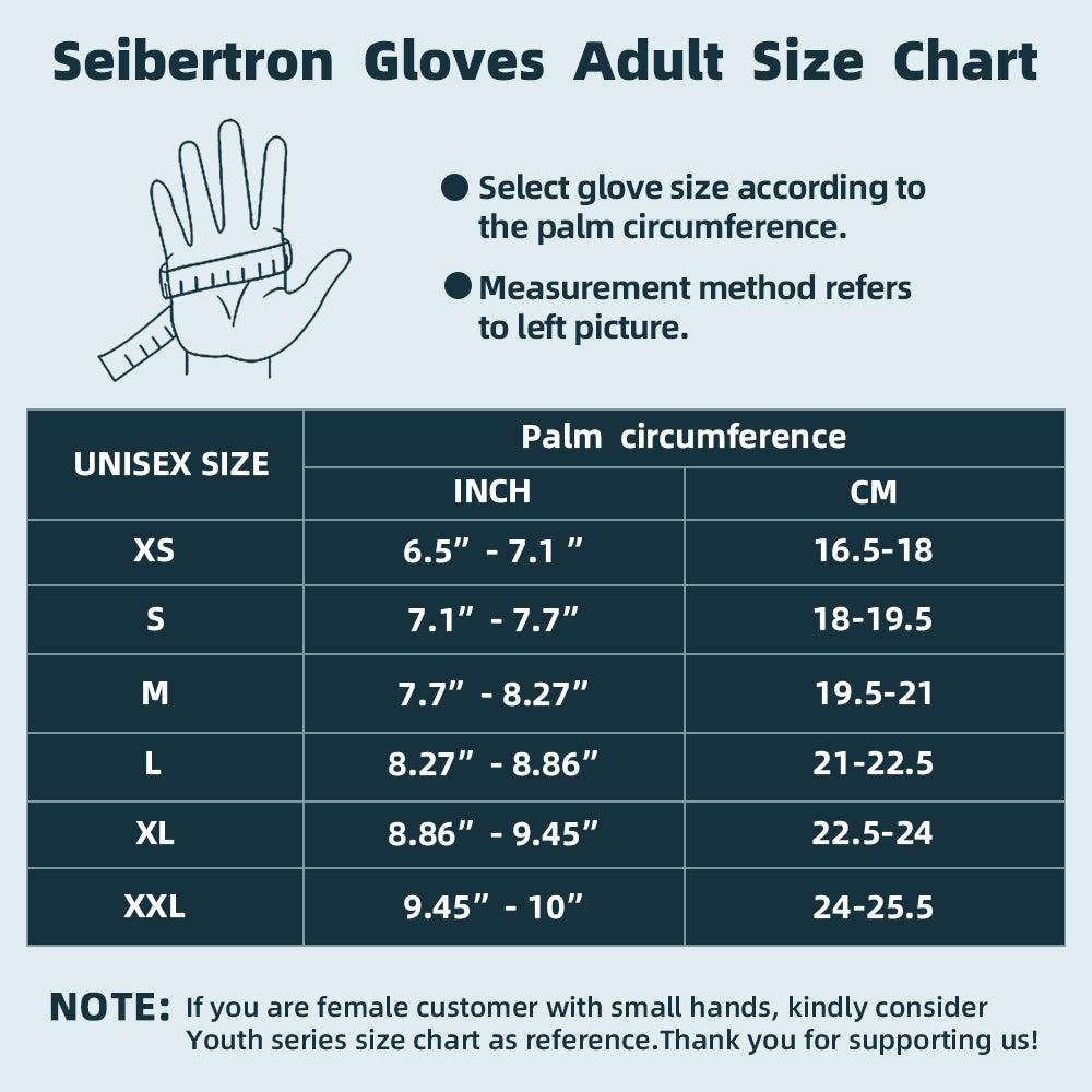 Seibertron F.O.D.G.G 2.0 adult frisbee gloves size chart