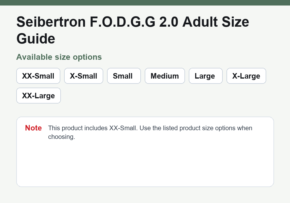 Seibertron F.O.D.G.G 2.0 adult frisbee gloves size options guide