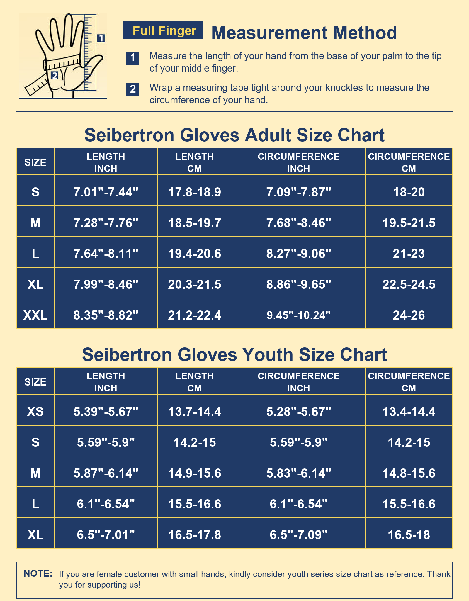 Seibertron full finger football lineman gloves size chart