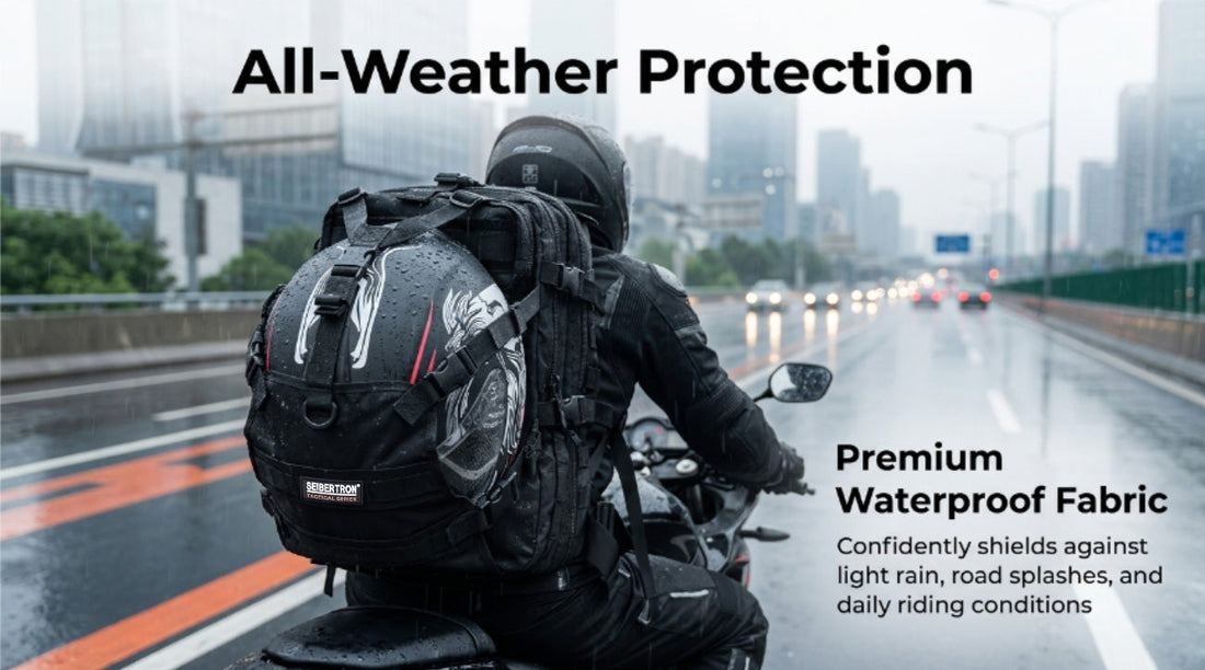 bulk motorcycle helmet bags Seibertron Waterproof Large Capacity Molle Holdercyc quality PVC fabric with a 600D Standard Helmet Bag - black