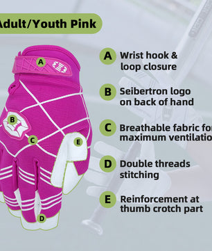 Seibertron Youth B-A-R PRO 2.0 Signature Baseball/Softball Batting Gloves Super Grip Finger