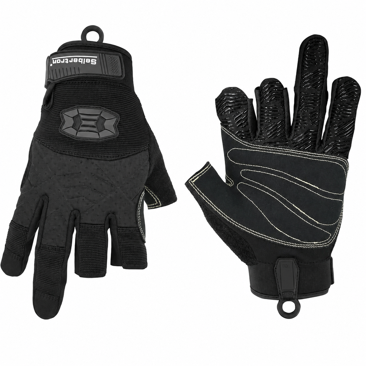 Seibertron Half Finger Padded Palm Lightweight Breathable Climbing Rope Gloves for Climbers, Rock Climbing, Rescue, Adventure, Sailing, Kayaking, Outdoor Sports Three Finger