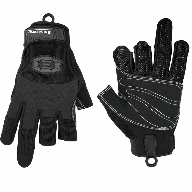 Guantes de escalada Seibertron de medio dedo con palma acolchada, ligeros y transpirables, para escalada en roca, rescate, aventura, vela, kayak y deportes al aire libre. Tres dedos.