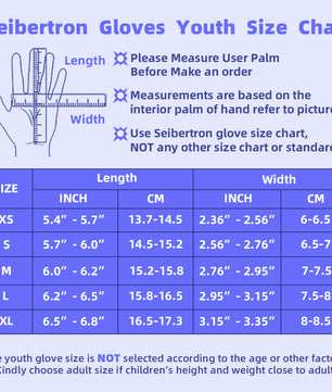 Seibertron Youth S.P.S.G-1 UPF100+ Sun/UV Protection Touchscreen Glove