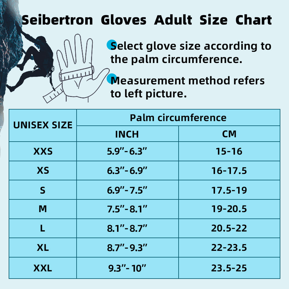 Seibertron Half Finger Padded Palm Lightweight Breathable Climbing Rope Gloves for Climbers, Rock Climbing, Rescue, Adventure, Sailing, Kayaking, Outdoor Sports Three Finger