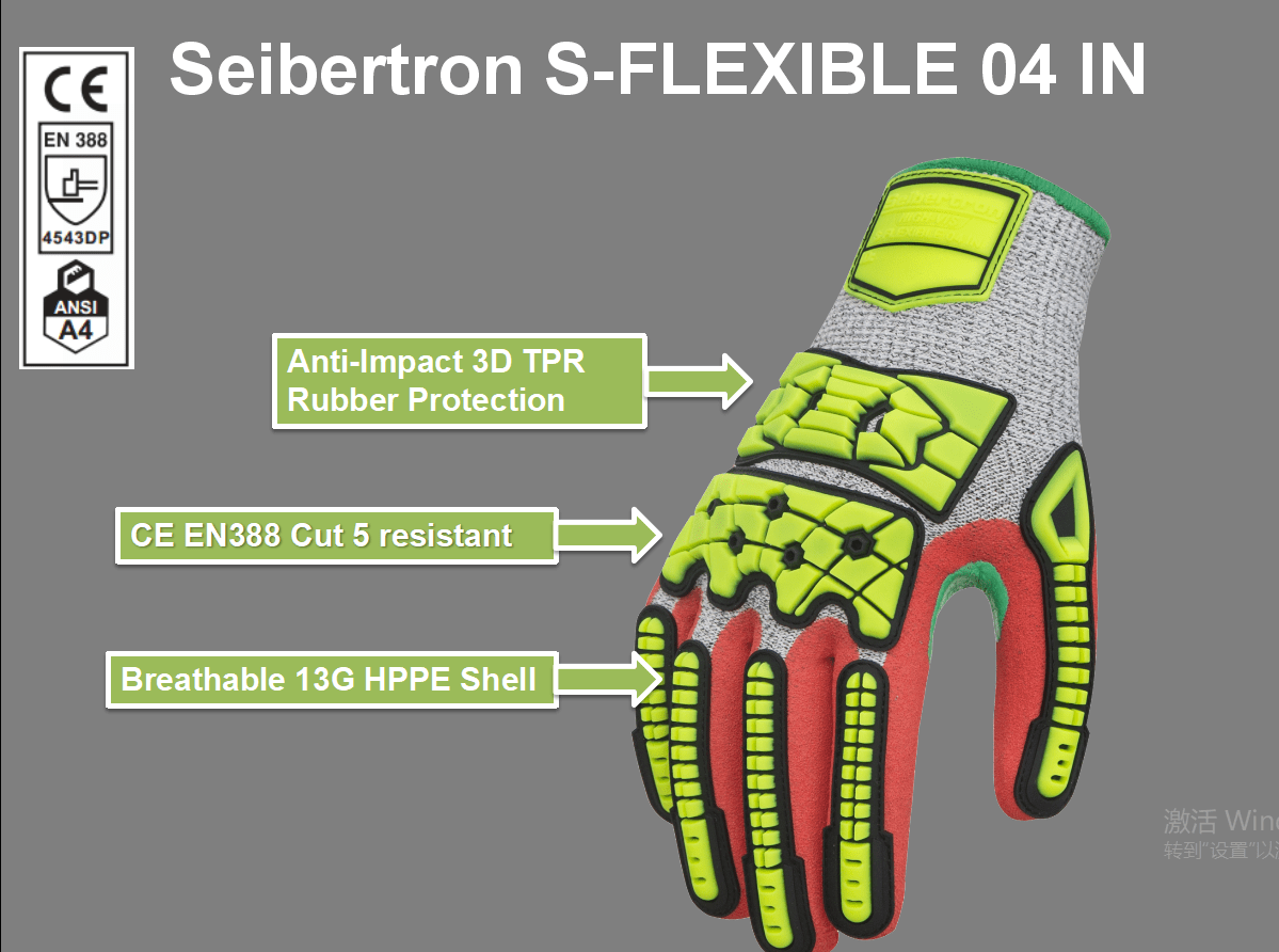 12 pairs Seibertron S - Flexible 06 TPR Oilfield Safety Work Construction Industrial Protective Anti Cut Resistant Impact Mechanic Gloves - Seibertron