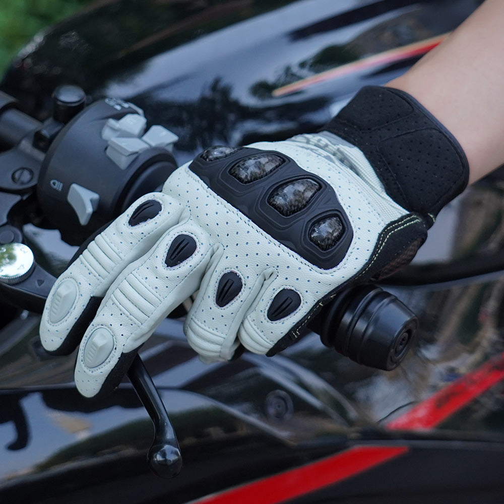 Seibertron SPS2 Plus Summer Moto Gloves – Genuine Leather, Breathable, Carbon Fiber, Abrasion-Resistant, Anti-Slip Design for Enhanced Comfort and Protection