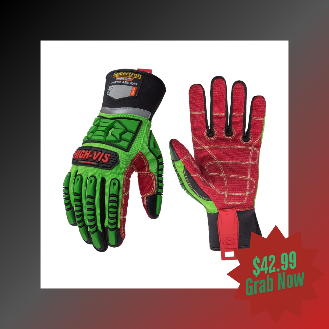 Seibertron HIGH-VIS WPC5 Level 5 Cut Resistant Cold Weather Condition Waterproof Impact Oil and Gas Safety Gloves