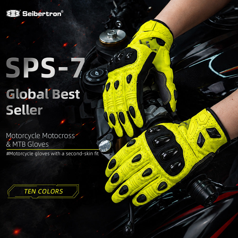 Seibertron SPS-7 Superior Protection Series Motorcycle Riding Gloves - Breathable Touchscreen Carbon Fiber Protection