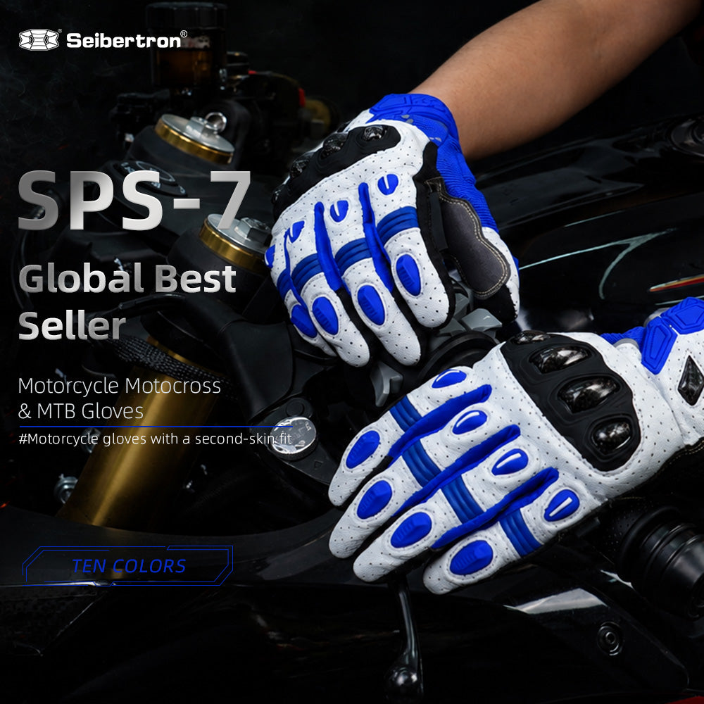 Seibertron SPS-7 Superior Protection Series Motorcycle Riding Gloves - Breathable Touchscreen Carbon Fiber Protection