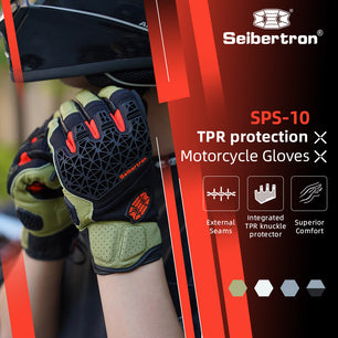 Seibertron SPS-10 Motorcycle Riding Gloves – Breathable, Durable, Anti-Slip, Touchscreen Leather Gloves for Spring, Summer, and Fall