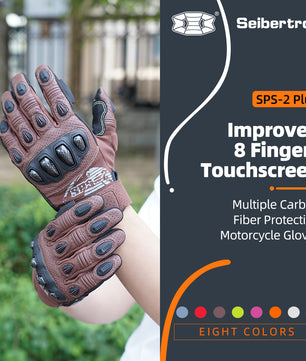 Seibertron SPS2 Plus 成人夏季摩托车手套 - 真皮、透气、碳纤维、耐磨、防滑设计，增强舒适度和防护性