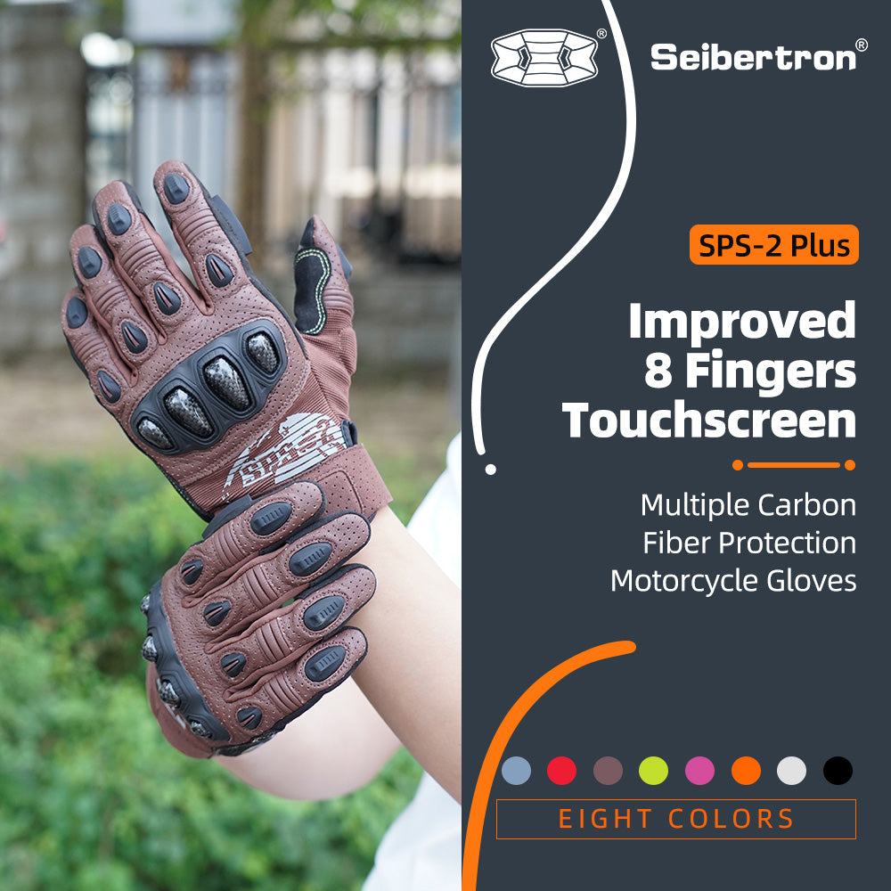 Seibertron SPS2 Plus Summer Moto Gloves – Genuine Leather, Breathable, Carbon Fiber, Abrasion-Resistant, Anti-Slip Design for Enhanced Comfort and Protection