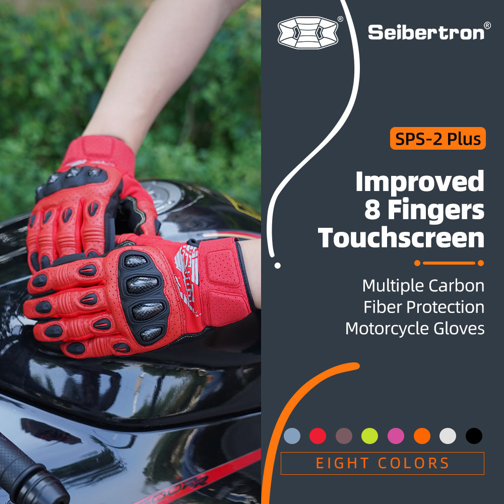 Seibertron SPS2 Summer Motorcycle Gloves – Genuine Leather, Breathable, Carbon Fiber, Abrasion-Resistant, Anti-Slip Design for Enhanced Comfort and Protection