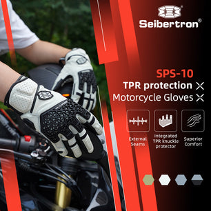 Seibertron SPS-10 Motorcycle Riding Gloves – Breathable, Durable, Anti-Slip, Touchscreen Leather Gloves for Spring, Summer, and Fall