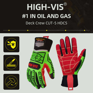 Seibertron HIGH-VIS HDC5 Level 5 Cut Resistant Deckhand Gloves High Performance Protection Impact Resistant Oil and Gas Safety Gloves CE EN388 4543