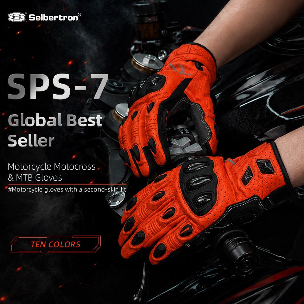 Seibertron SPS-7 Superior Protection Series Motorcycle Riding Gloves - Breathable Touchscreen Carbon Fiber Protection