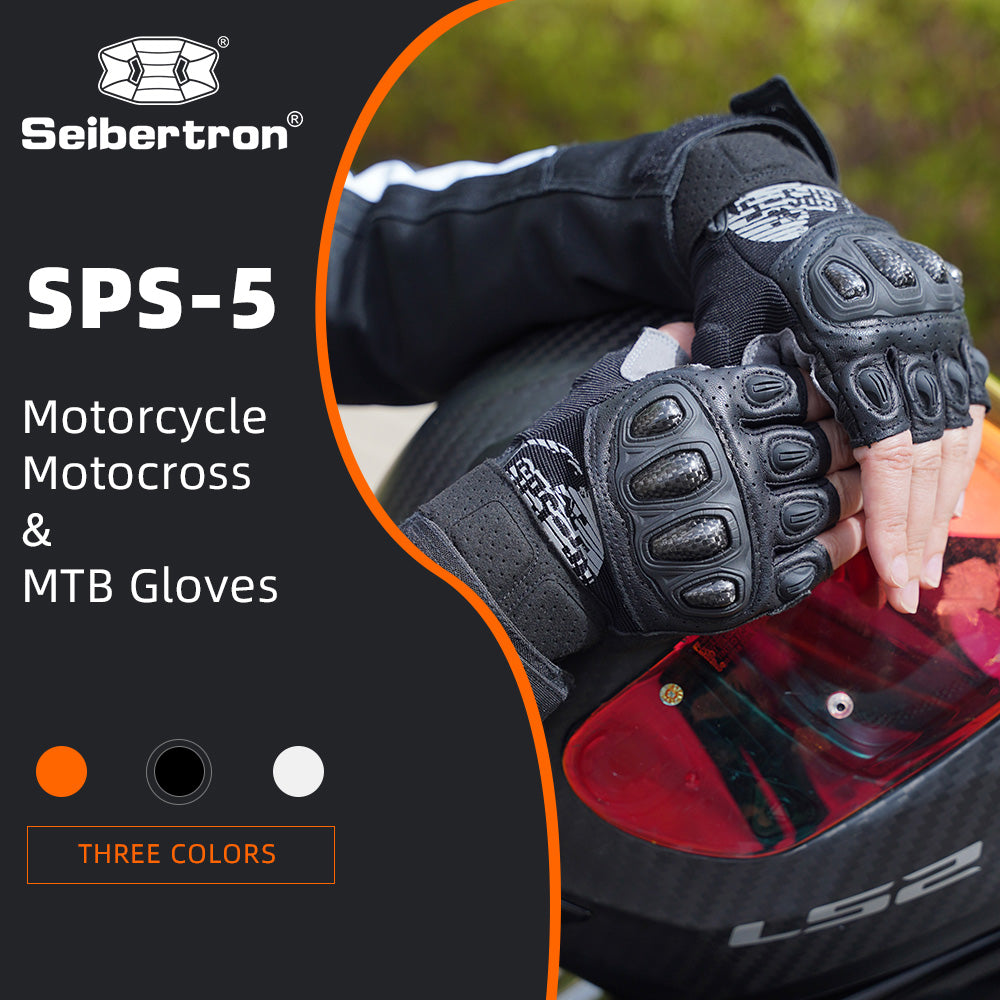 Seibertron SPS-5 Adult Fingerless Motorcycle Motorcross Cycling Gloves Half Finger MTB Off-Road Riding Glove