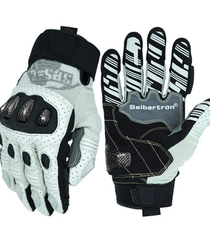 Seibertron SPS2 Plus Youth Summer Motorcycle Gloves – Genuine Leather, Breathable, Carbon Fiber, Abrasion-Resistant, Anti-Slip Design for Enhanced Comfort and Protection