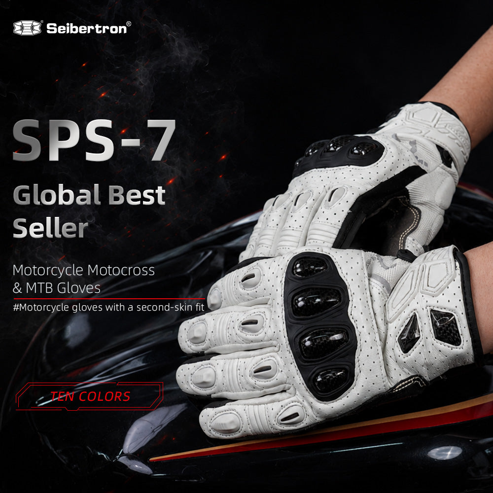 Seibertron SPS-7 Superior Protection Series Motorcycle Riding Gloves - Breathable Touchscreen Carbon Fiber Protection