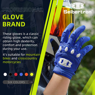 Seibertron Adult Unisex BMX MX ATV MTB Racing Mountain Bike Bicycle Cycling Off-Road/Dirt Bike Gloves Road Racing Motorcycle Motocross Sports Gloves Touch Recognition Full Finger Glove