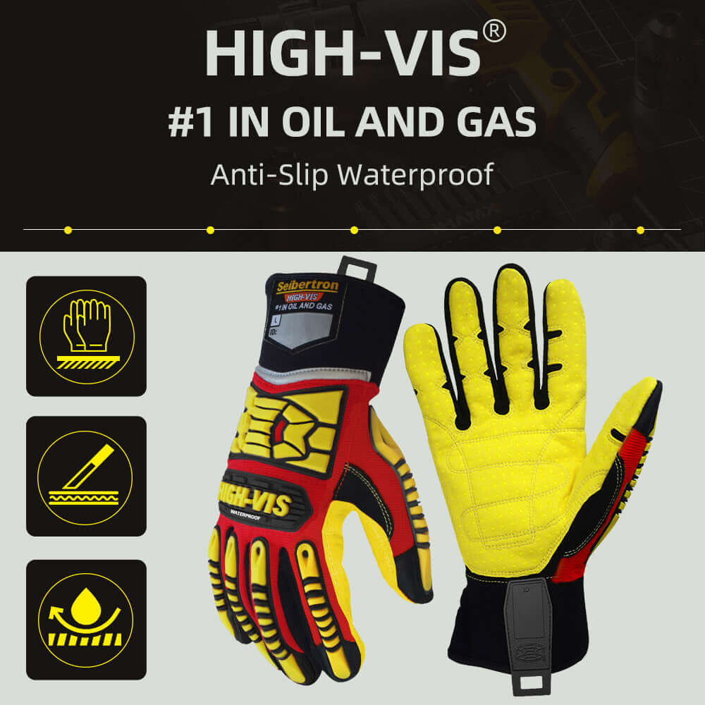 Seibertron SDXB Waterproof Anti-Slip Gloves with TPR Impact Protection, Hipora Waterproof Insert & Reflective Tape for Oil & Gas, Heavy Duty Work