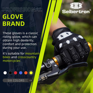 Seibertron Adult Unisex BMX MX ATV MTB Racing Mountain Bike Bicycle Cycling Off-Road/Dirt Bike Gloves Road Racing Motorcycle Motocross Sports Gloves Touch Recognition Full Finger Glove